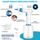 KAUGIC Electric Ear Wax Removal, Water Powered Ear Cleaner, Ear Cleaning Kit, Safe and Effective Earwax Removal Kit with 4 Cleaning Mode Settings, 10 Ear Tips & Water Catch Basin
