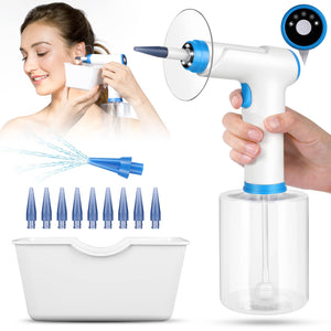 Electric Ear Wax Removal, Water Powered Cleaner, Cleaning Kit, Safe & Effective Earwax Removal Kit with 4 Mode Settings, 10 Tips Catch Basin, White
