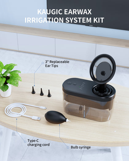 Ear Wax Removal Tool Kit, Electric Ear Cleaner Ear Cleaning Safe Ear Wax Remover Earwax Removal Kit with Sewage System, 4 Clean Modes and 3 Ear Tips Ear Irrigation Kit for Adults
