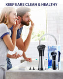 Upgraded Ear Wax Removal with One-Piece Waste Tank, Safe Ear Cleaner with Smart Water Temperature Sensor, Effective Ear Irrigation Kit with 4 Pressure Levels & USB-C Cable, IPX7, Semi-Transparent