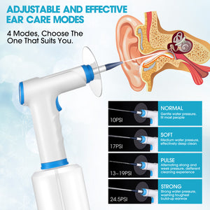 Electric Ear Wax Removal, Water Powered Cleaner, Cleaning Kit, Safe & Effective Earwax Removal Kit with 4 Mode Settings, 10 Tips Catch Basin, White
