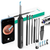 Yumika Ear Wax Removal Tool, Ear Cleaner with 1080P HD Camera, Ear Cleaner Kit with 7 PCS Ear Set, Wireless Otoscope with 6 Lights, Ear Wax Removal Kit for iPhone, iPad, Android Smart Phones（Black）