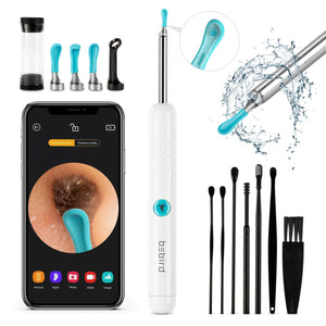 Yumika Ear Wax Removal Tool Camera - R1 Upgraded Anti-Fall Off Eartips Ear Cleaner with Camera, Wireless Otoscope with 1080P HD Waterproof Ear Camera, Earwax Removal Kit for iPhone, Android, Black