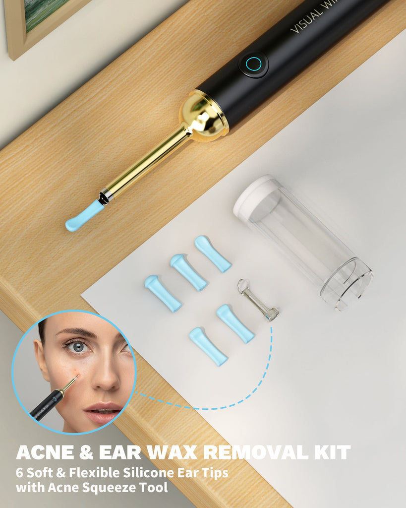 KAUGIC Ear Wax Removal Tool Camera - Premium Ear Cleaner with Camera with 6-axis Gyroscope 350mAh Battery, Wireless Otoscope with 1080P 500W HD Waterproof Ear Camera, Earwax Removal Kit for iPhone, Android
