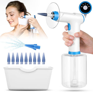 KAUGIC Electric Ear Wax Removal, Water Powered Ear Cleaner, Ear Cleaning Kit, Safe and Effective Earwax Removal Kit with 4 Cleaning Mode Settings, 10 Ear Tips & Water Catch Basin